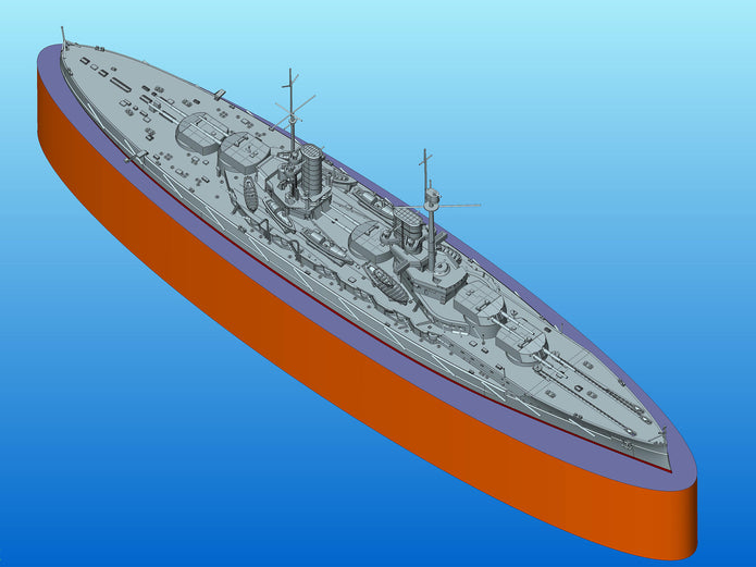 ICM S016 Plastic model ship kit Scale 1:700 German battleship "Crown Prince" WWI