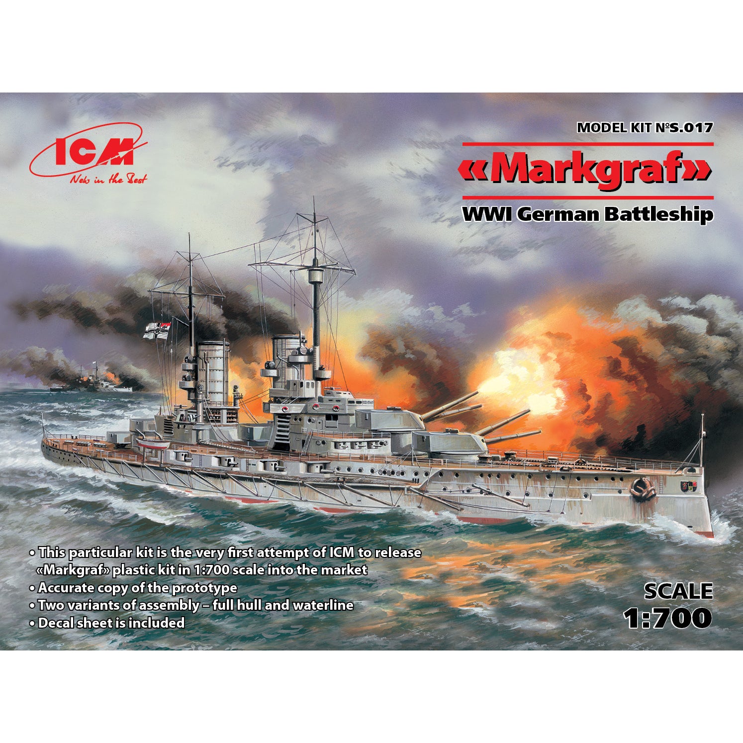 ICM S017 Plastic ship model kit Scale 1:700 German battleship 