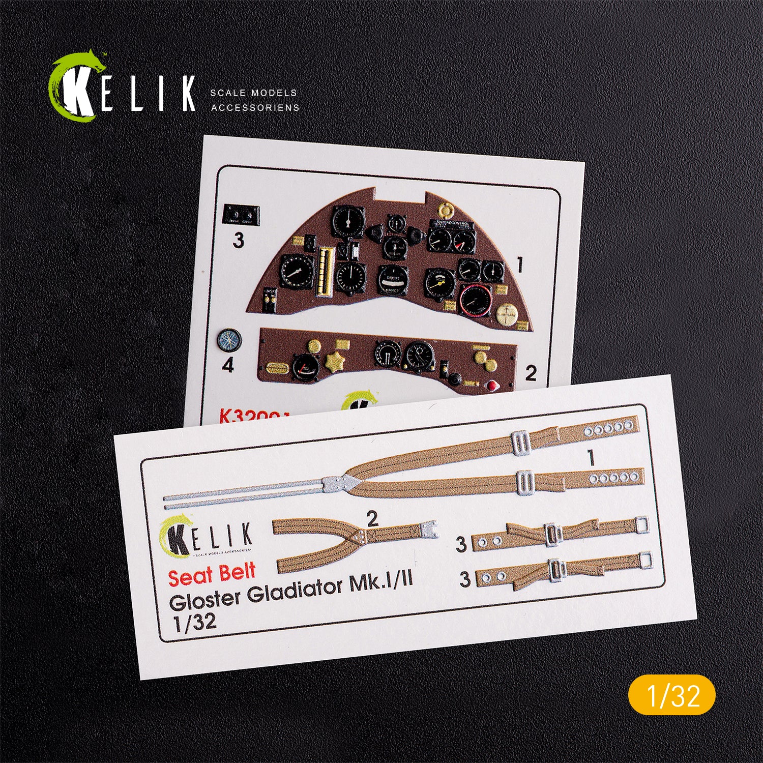 3D Decals Aircraft Gloster Gladiator Mk.II interior (for ICM model kit) Scale 1:32 KeliK K32001 United Kingdom (WW2)