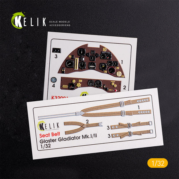 3D Decals Aircraft Gloster Gladiator Mk.II interior (for ICM model kit) Scale 1:32 KeliK K32001 United Kingdom (WW2)