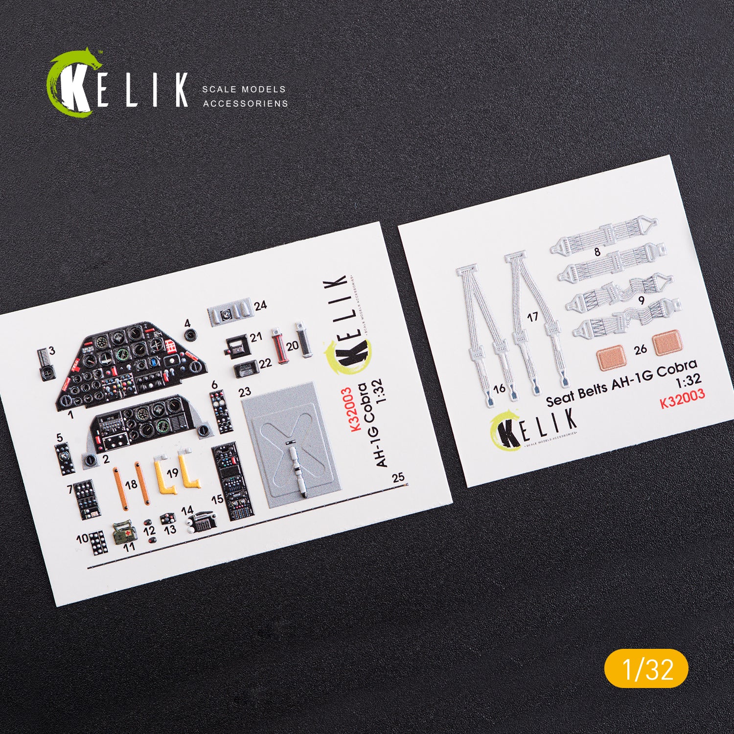 3D Decals Helicopters Bell AH-1G Cobra interior (for ICM model kit) Scale 1:32 KeliK K32003 USA