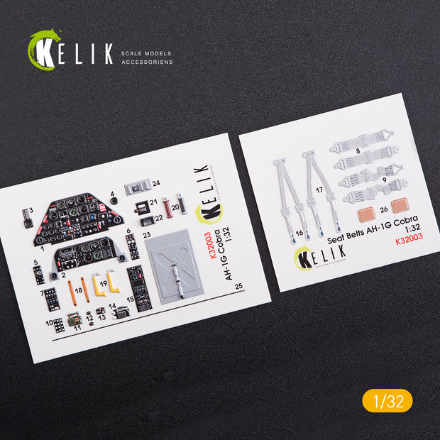 3D Decals Helicopters Bell AH-1G Cobra interior (for ICM model kit) Scale 1:32 KeliK K32003 USA