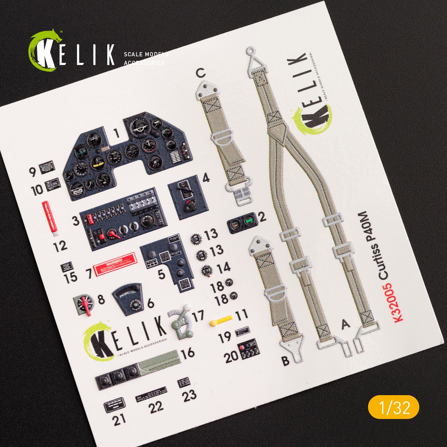3D Decals Aircraft Curtiss P-40M interior (for Trumpeter model kit) Scale 1:32 KeliK K32005 USA (WW2)