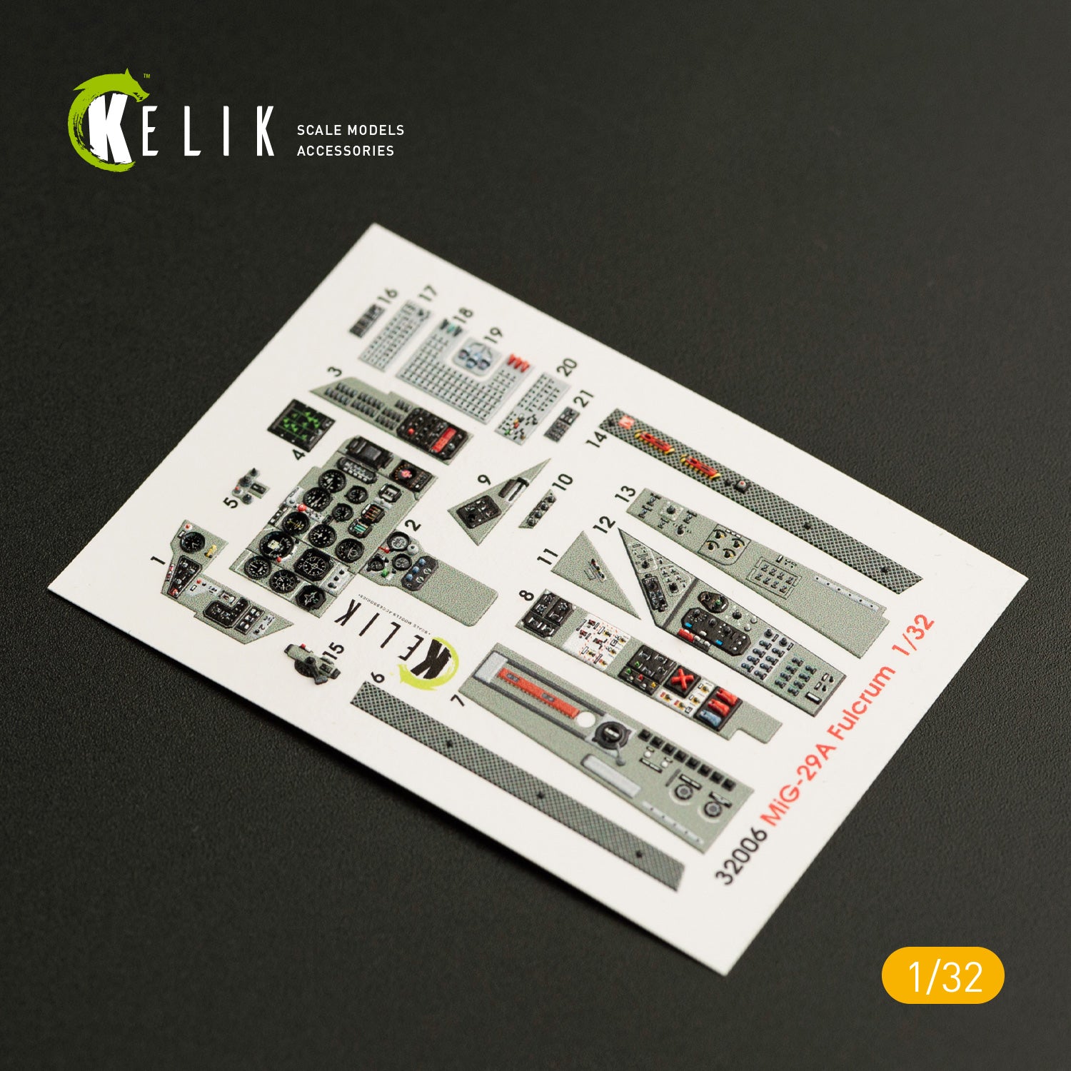 3D Decals Aircraft Mig-29A 9-12 Fulcrum (for Trumpeter model kit) Scale 1:32 KeliK K32006 Ukraine/USSR