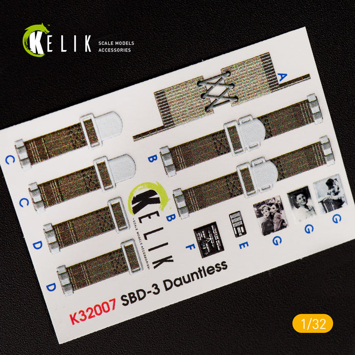 3D Decals Aircraft Douglas SBD-3 "Dauntless" interior (for Trumpeter model kit) Scale 1:32 KeliK K32007 USA (WW2)