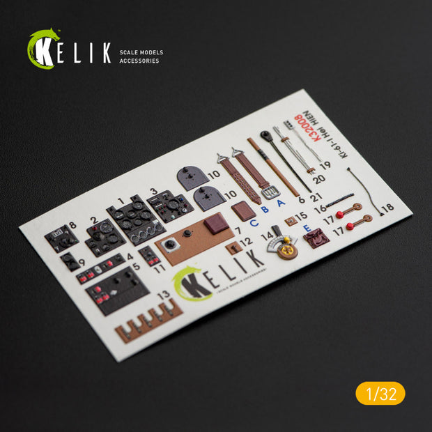3D Decals Aircraft Kawasaki Ki-61-I interior (for Hasegawa model kit) Scale 1:32 KeliK K32008 Japan (WW2)