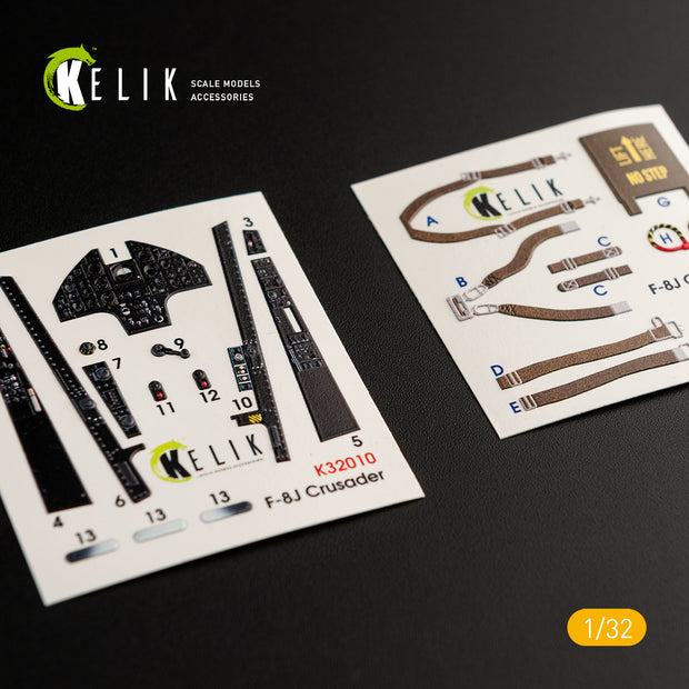 3D Decals Aircraft Vought F-8J Crusader- Interior (for Trumpeter model kit) Scale 1:32 KeliK K32010 USA