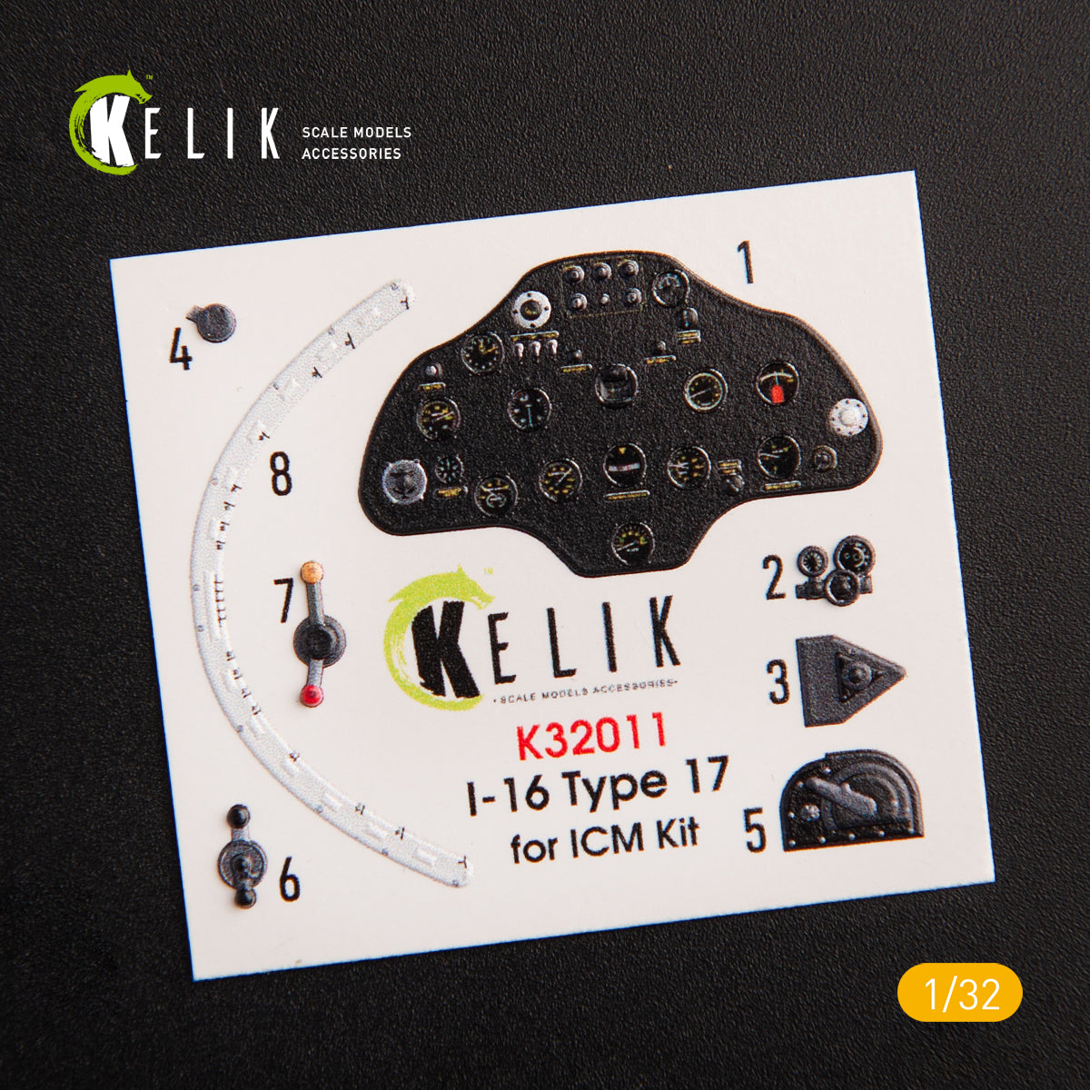 3D Decal Interior Polikarpov I-16 type 17 (for ICM plastic model kit) Scale 1:32 KeliK K32011 USSR (WW2)