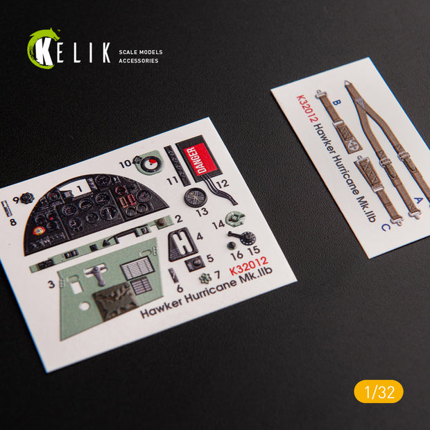 3D Decal Interior Hawker Hurricane Mk.IIB (for Revell plastic model kit) Scale 1:32 KeliK K32012 United Kingdom (WW2)