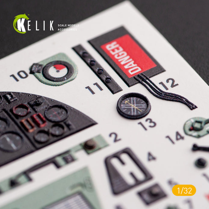 3D Decal Interior Hawker Hurricane Mk.IIB (for Revell plastic model kit) Scale 1:32 KeliK K32012 United Kingdom (WW2)