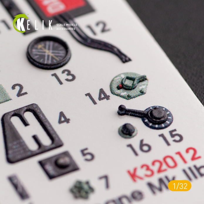 3D Decal Interior Hawker Hurricane Mk.IIB (for Revell plastic model kit) Scale 1:32 KeliK K32012 United Kingdom (WW2)