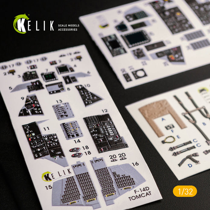 3D Decal Interior Grumman F-14D Super Tomcat (for Trumpeter plastic model kit) Scale 1:32 KeliK K32014 USA