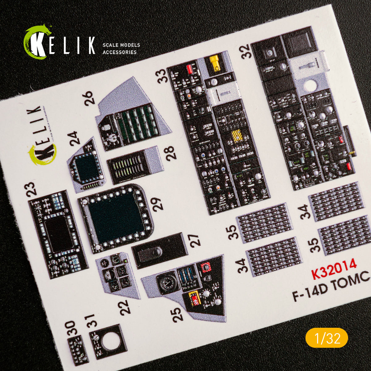 3D Decal Interior Grumman F-14D Super Tomcat (for Trumpeter plastic model kit) Scale 1:32 KeliK K32014 USA