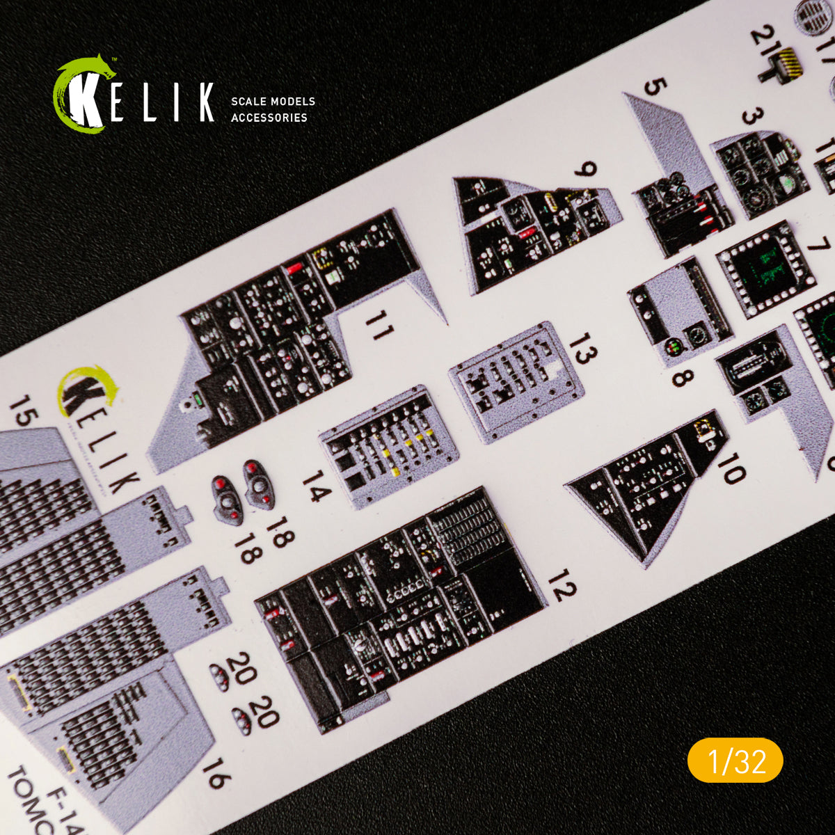 3D Decal Interior Grumman F-14D Super Tomcat (for Trumpeter plastic model kit) Scale 1:32 KeliK K32014 USA