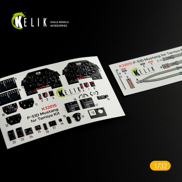 3D Decal Interior North American P-51D Mustang (for Tamiya plastic model kit) Scale 1:32 KeliK K32015 USA (WW2)