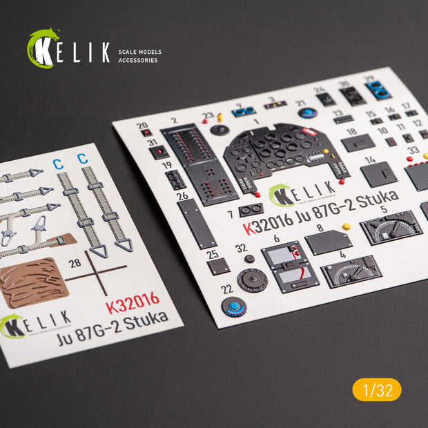 3D Decal Interior Junkers Ju 87 D/G Stuka (for Trumpeter plastic model kit) Scale 1:32 KeliK K32016 Germany (WW2)