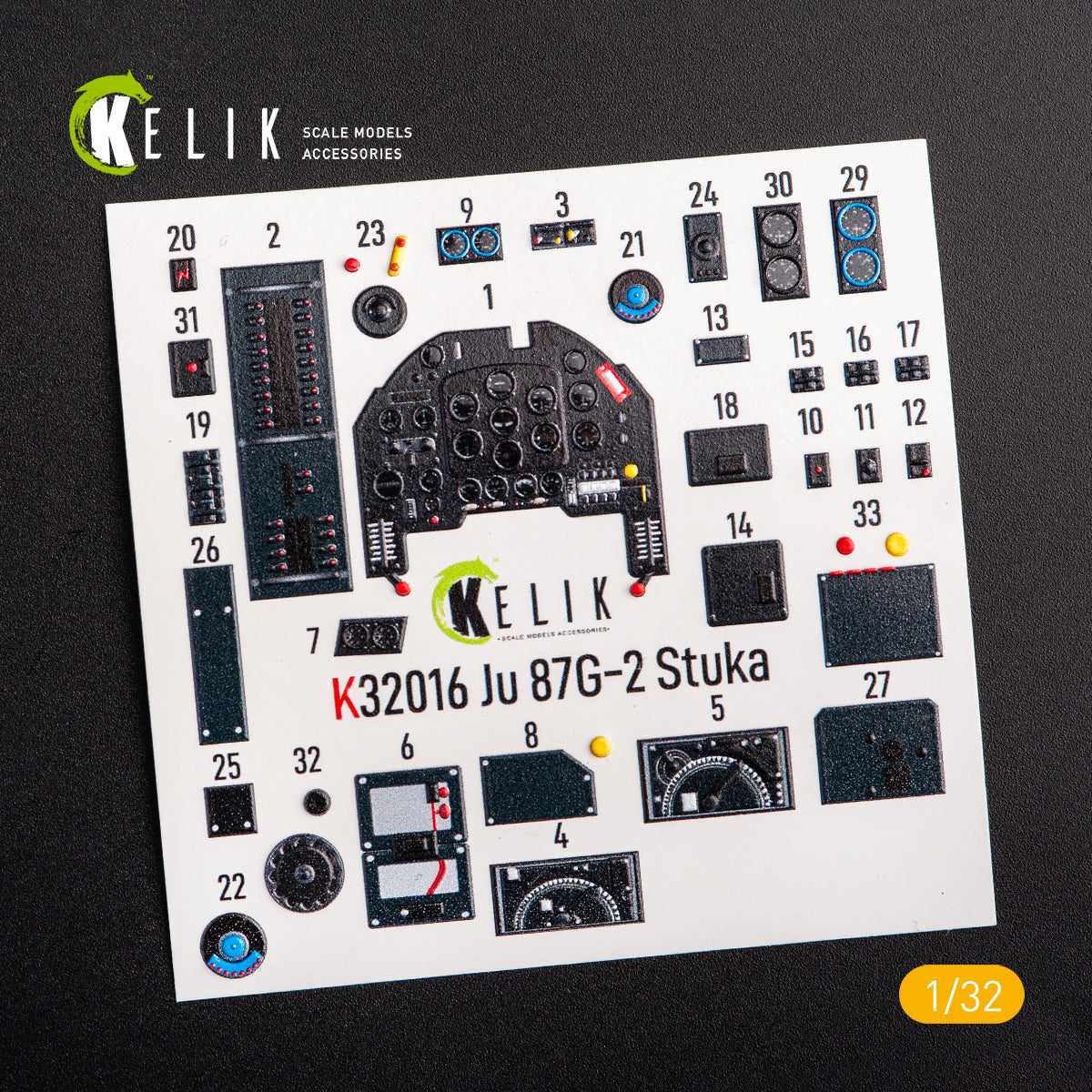 3D Decal Interior Junkers Ju 87 D/G Stuka (for Trumpeter plastic model kit) Scale 1:32 KeliK K32016 Germany (WW2)