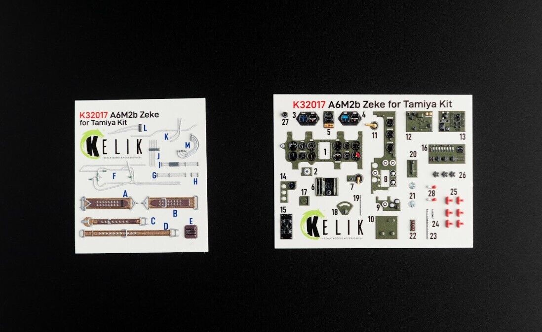 3D Decal Interior Mitsubishi A6M2b Zero Fighter (for Tamiya plastic model kit) Scale1:32 KeliK K32017 Japan (WW2)
