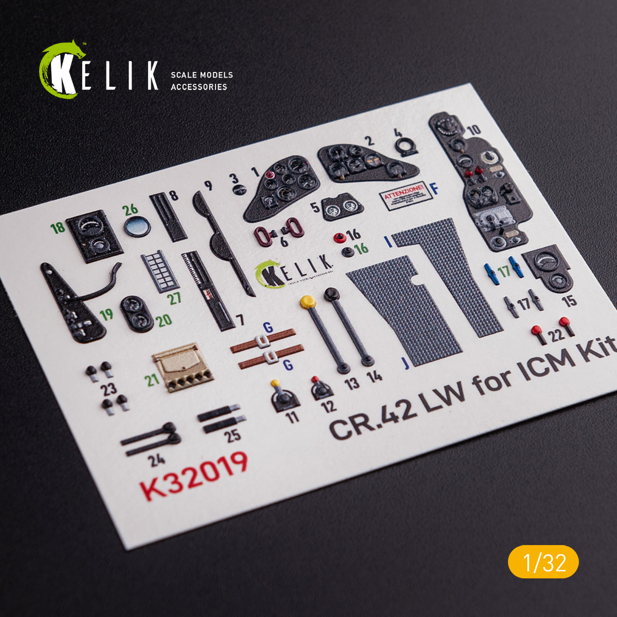 3D Decal Interior Fiat CR.42 LW (for ICM plastic model kit) Scale 1:32 KeliK K32019 Italy (WW2)