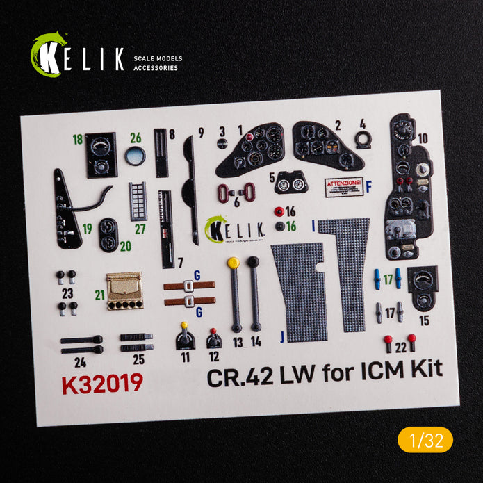 3D Decal Interior Fiat CR.42 LW (for ICM plastic model kit) Scale 1:32 KeliK K32019 Italy (WW2)