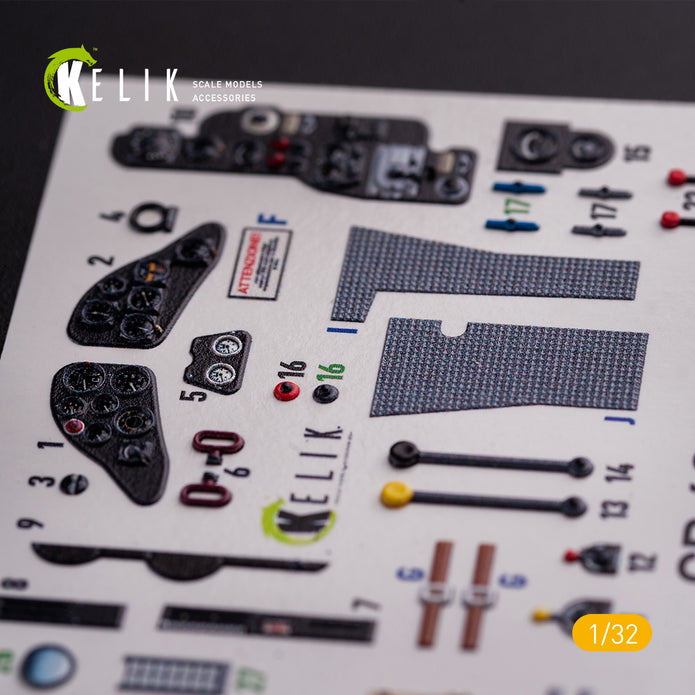 3D Decal Interior Fiat CR.42 LW (for ICM plastic model kit) Scale 1:32 KeliK K32019 Italy (WW2)
