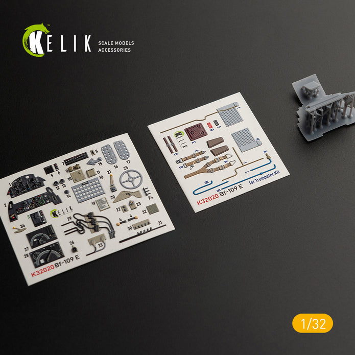 3D Decal Interior Messerschmitt BF-109 E with 3D printed parts (for Trumpeter plastic model kit) Scale 1:32 K32020 Germany (WW2)