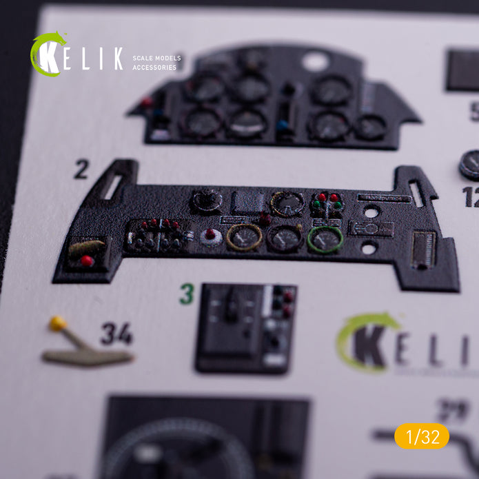 3D Decal Interior Messerschmitt BF-109 E with 3D printed parts (for Trumpeter plastic model kit) Scale 1:32 K32020 Germany (WW2)