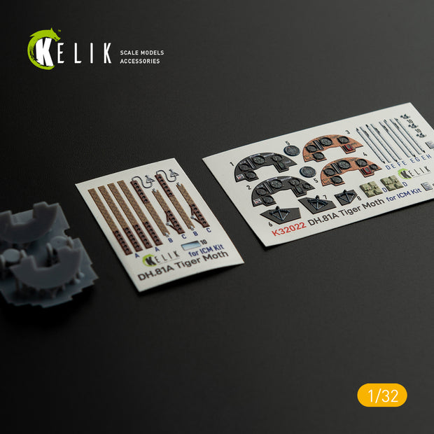 3D Decal Interior DH.81A Tiger Moth with 3D printed part (for ICM plastic model kit) Scale 1:32 K32022 United Kingdom (WW2)