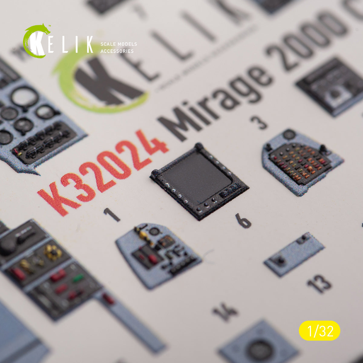 Mirage 2000C. Interior 3D Decals (for Kitty Hawk / Zimimodel Aircraft model kit) Scale 1:32 KeliK K32024