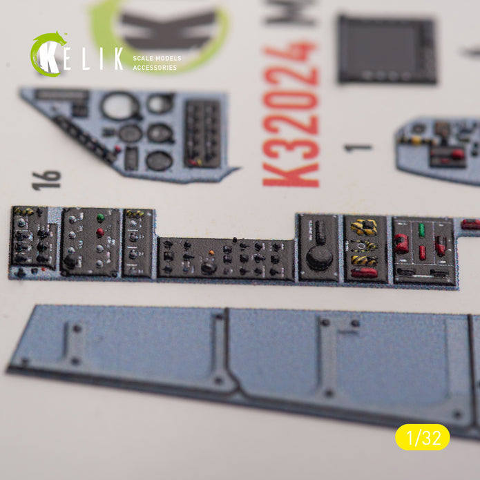 Mirage 2000C. Interior 3D Decals (for Kitty Hawk / Zimimodel Aircraft model kit) Scale 1:32 KeliK K32024