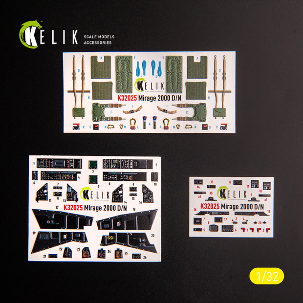 Dassault Mirage 2000DD/N. Interior 3D Decals (for Kitty Hawk / Zimimodel Aircraft model kit) Scale 1:32 KeliK K32025