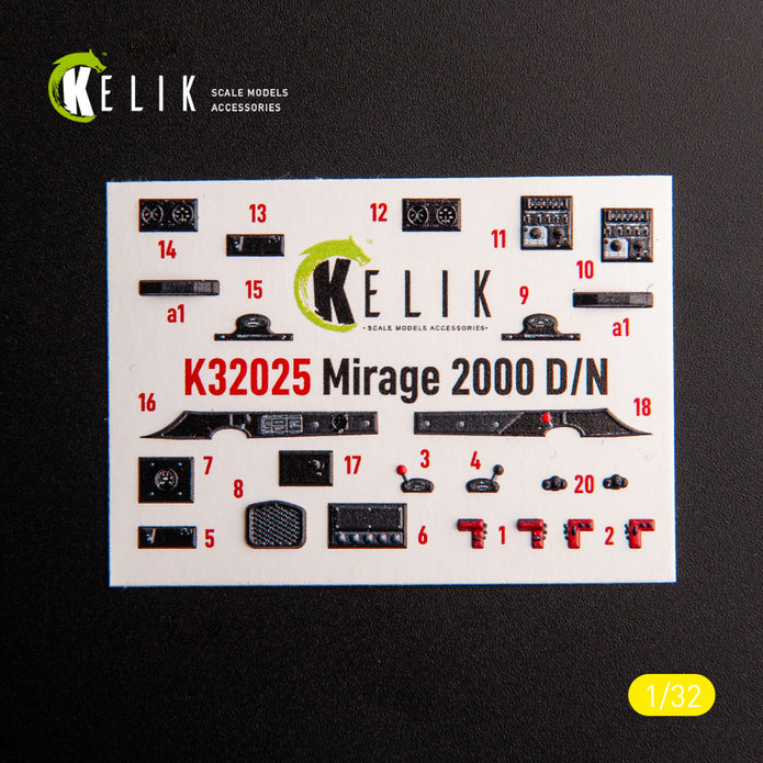 Dassault Mirage 2000DD/N. Interior 3D Decals (for Kitty Hawk / Zimimodel Aircraft model kit) Scale 1:32 KeliK K32025