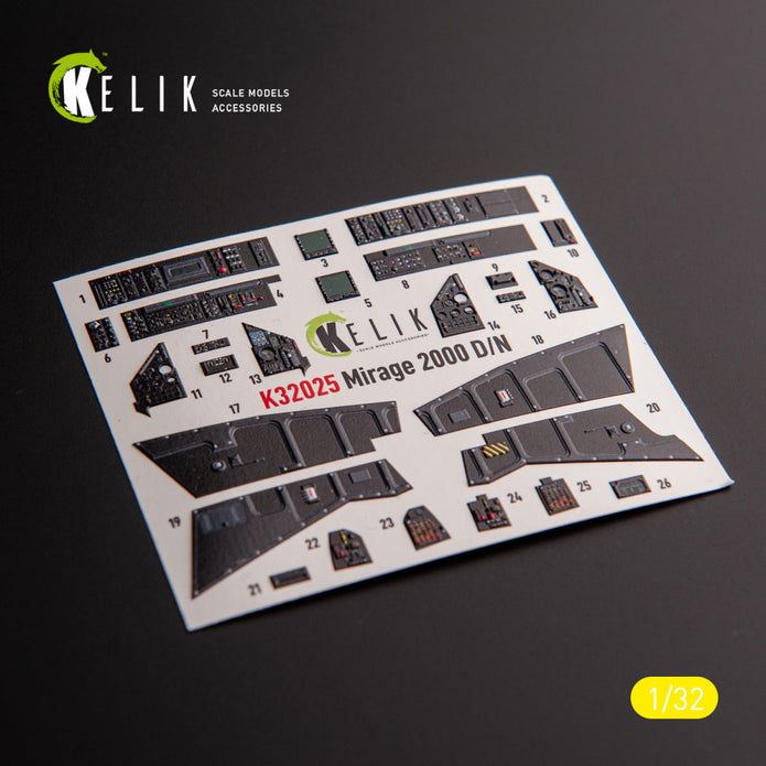 Dassault Mirage 2000DD/N. Interior 3D Decals (for Kitty Hawk / Zimimodel Aircraft model kit) Scale 1:32 KeliK K32025