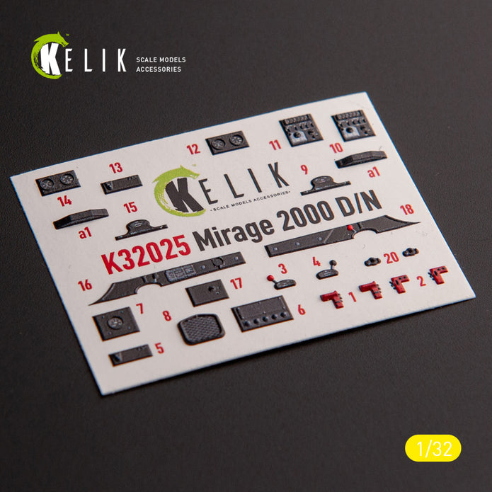 Dassault Mirage 2000DD/N. Interior 3D Decals (for Kitty Hawk / Zimimodel Aircraft model kit) Scale 1:32 KeliK K32025