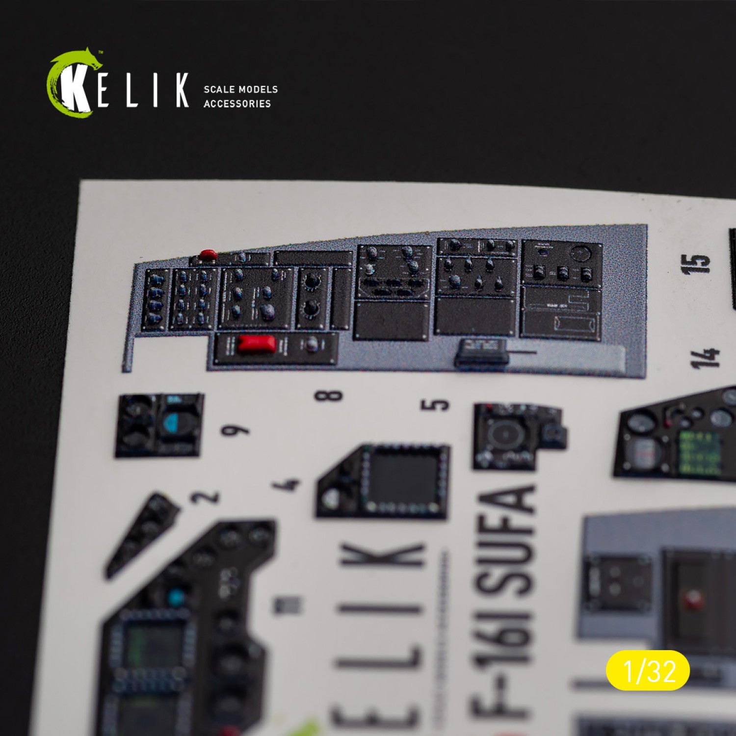 Lockheed Martin F-16I Sufa. Interior 3D Decals (for Academy Aircraft model kit) Scale 1:32 KeliK K32026