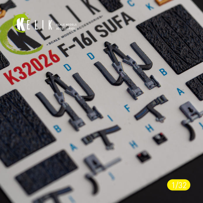 Lockheed Martin F-16I Sufa. Interior 3D Decals (for Academy Aircraft model kit) Scale 1:32 KeliK K32026