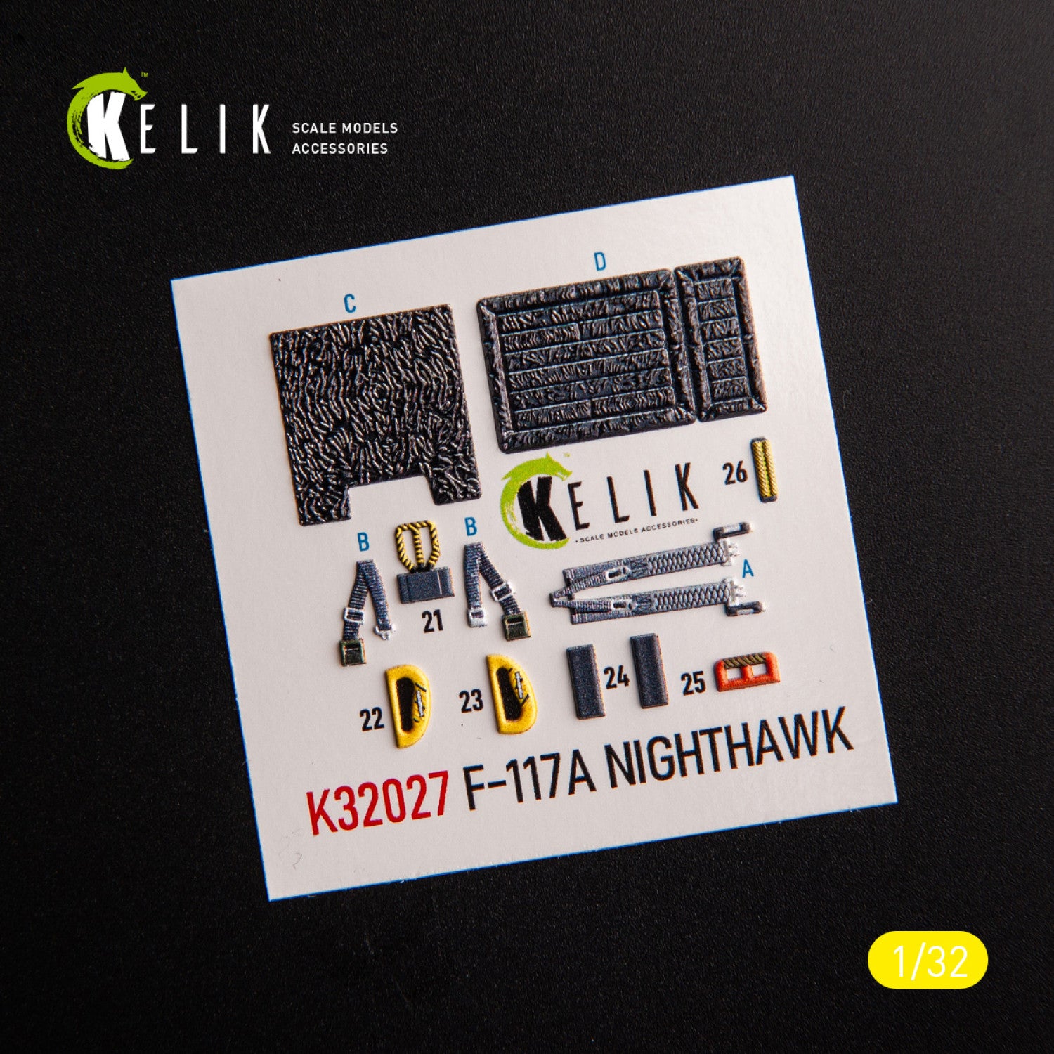 Lockheed F-117A - Type 1. Interior 3D Decals (for Trumpeter Aircraft model kit) Scale 1:32 KeliK K32027