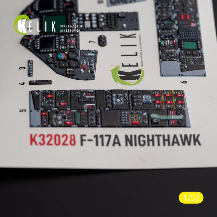 Lockheed F-117A - Type 2. Interior 3D Decals (for Trumpeter Aircraft model kit) Scale 1:32 KeliK K32028
