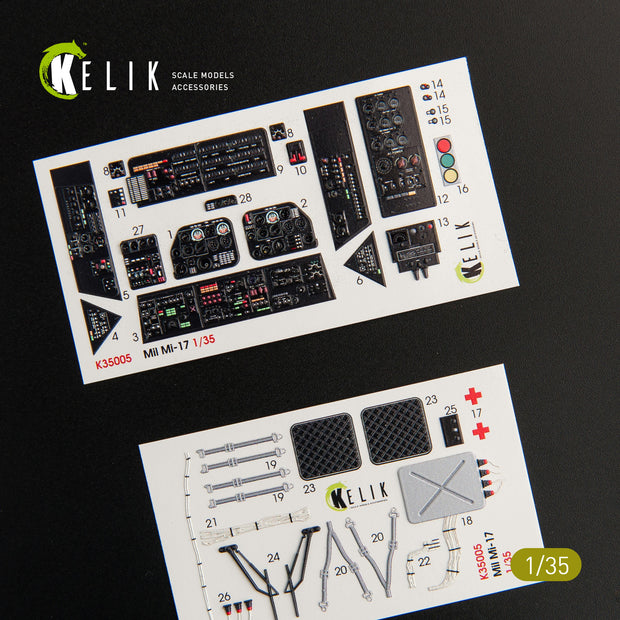 3D Decals Interior Helicopters Mi-17 NATO Black version (for Trumpeter plastic model kit) Scale 1:35 KeliK K35005 Ukraine/USSR
