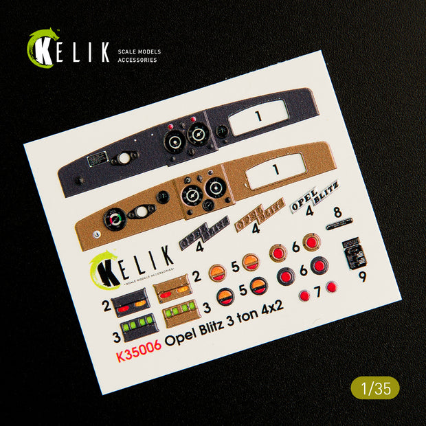 3D Decals Interior Opel Blitz 3ton 4x2 (for Tamiya plastic model kit) Scale 1:35 KeliK K35006 Germany (WW2)