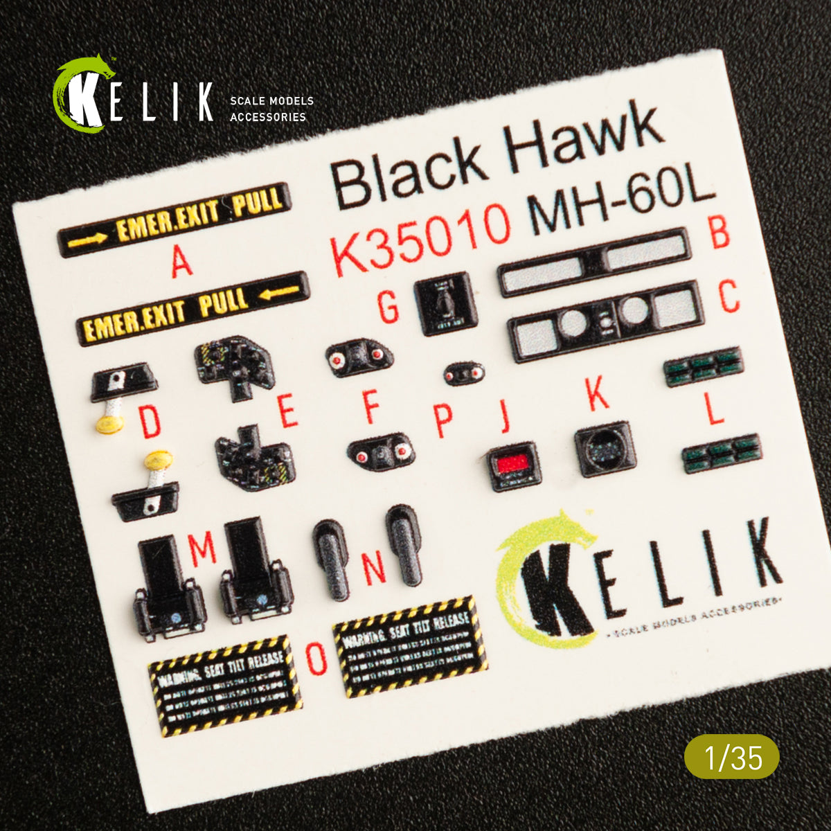 3D Decals Interior Helicopters Sikorsky MH-60L Black Hawk (for Kitty Hawk / Zimimodel plastic model kit) Scale 1:35 KeliK K35010 USA