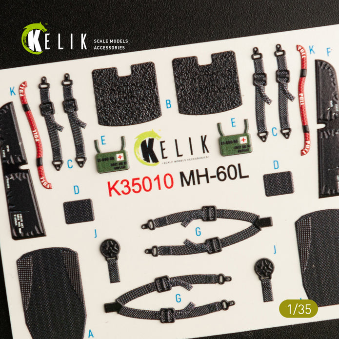 3D Decals Interior Helicopters Sikorsky MH-60L Black Hawk (for Kitty Hawk / Zimimodel plastic model kit) Scale 1:35 KeliK K35010 USA