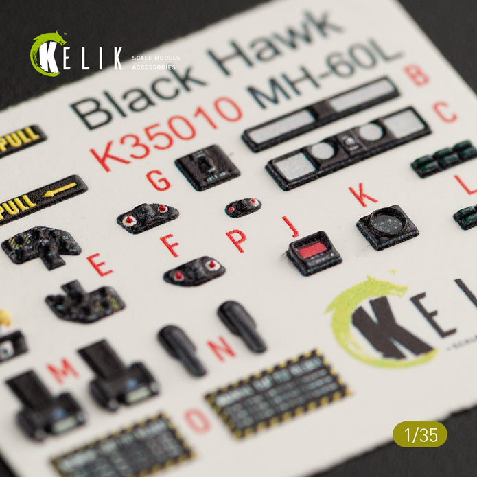 3D Decals Interior Helicopters Sikorsky MH-60L Black Hawk (for Kitty Hawk / Zimimodel plastic model kit) Scale 1:35 KeliK K35010 USA