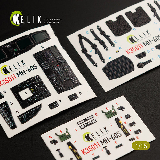3D Decals Interior Helicopters Sikorsky MH-60S Knight Hawk (for Kitty Hawk / Zimimodel plastic model kit) Scale 1:35 KeliK K35011 USA