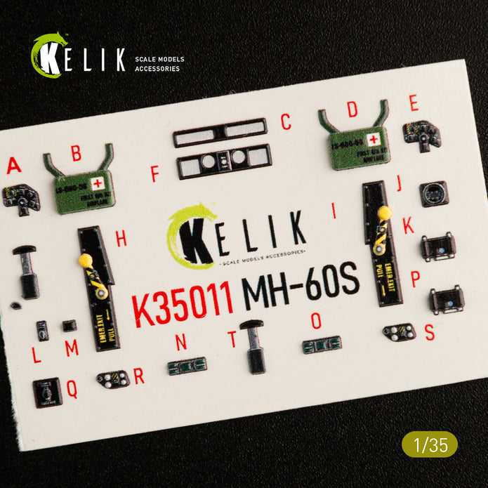 3D Decals Interior Helicopters Sikorsky MH-60S Knight Hawk (for Kitty Hawk / Zimimodel plastic model kit) Scale 1:35 KeliK K35011 USA
