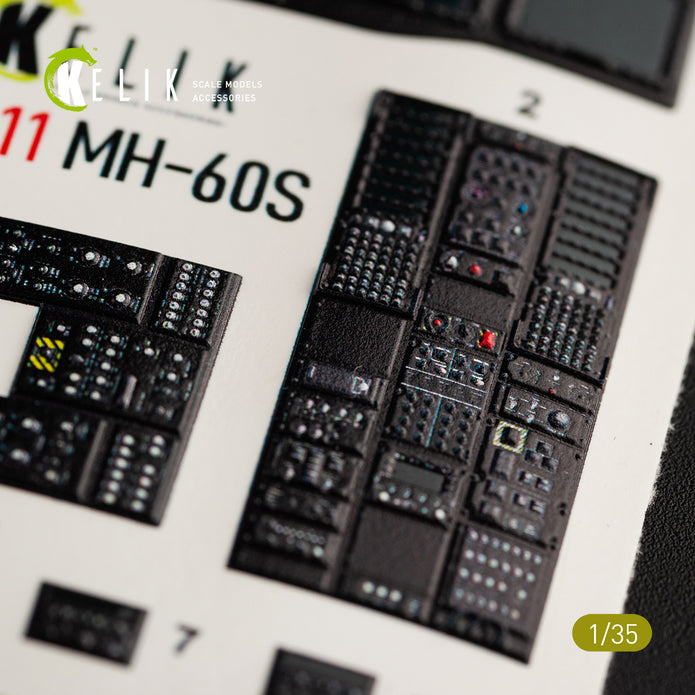 3D Decals Interior Helicopters Sikorsky MH-60S Knight Hawk (for Kitty Hawk / Zimimodel plastic model kit) Scale 1:35 KeliK K35011 USA