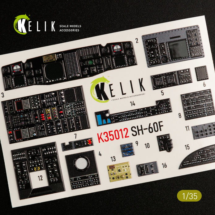 3D Decals Interior Helicopters Sikorsky SH-60F Ocean Hawk (for Kitty Hawk / Zimimodel plastic model kit) Scale 1:35 KeliK K35012 USA