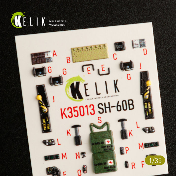 3D Decals Interior Helicopters SH-60B (for Kitty Hawk / Zimimodel plastic model kit) Scale 1:35 KeliK K35013 USA