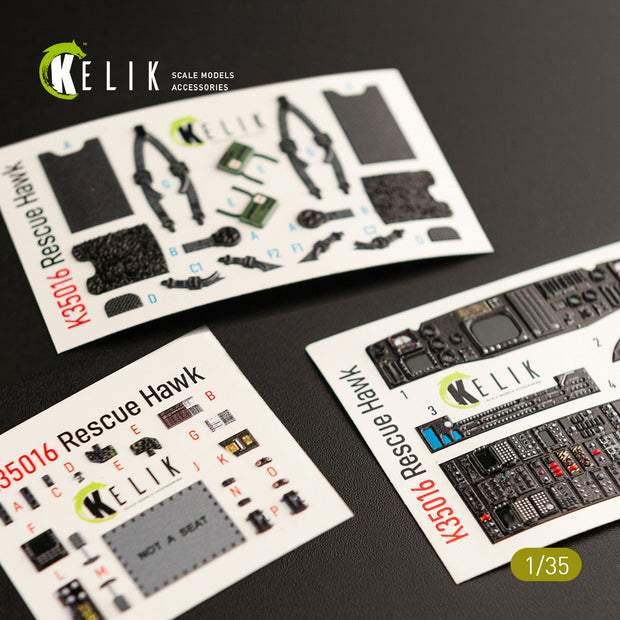 3D Decals Interior Helicopters HH-60H Rescue Hawk (for Kitty Hawk / Zimimodel plastic model kit) Scale 1:35 KeliK K35016 USA
