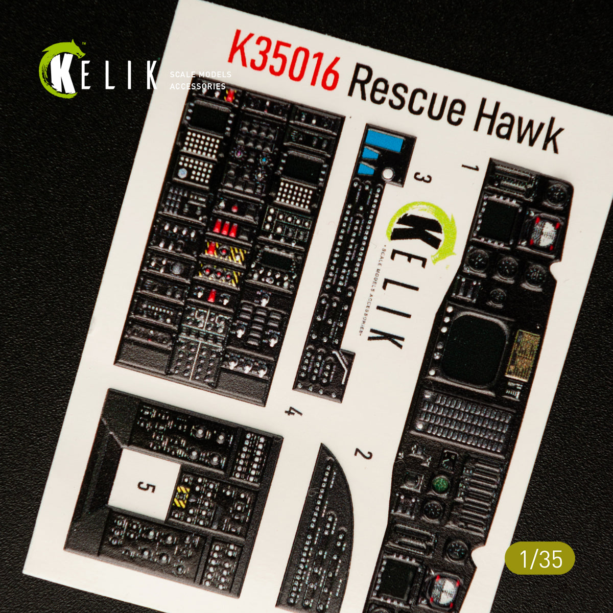 3D Decals Interior Helicopters HH-60H Rescue Hawk (for Kitty Hawk / Zimimodel plastic model kit) Scale 1:35 KeliK K35016 USA